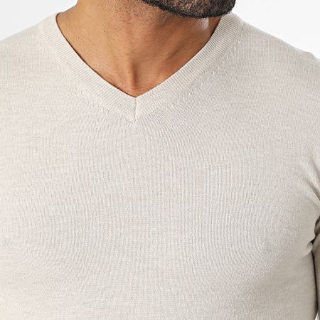 Classic Series - Jersey beige con cuello de pico