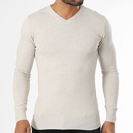 Classic Series - Jersey beige con cuello de pico