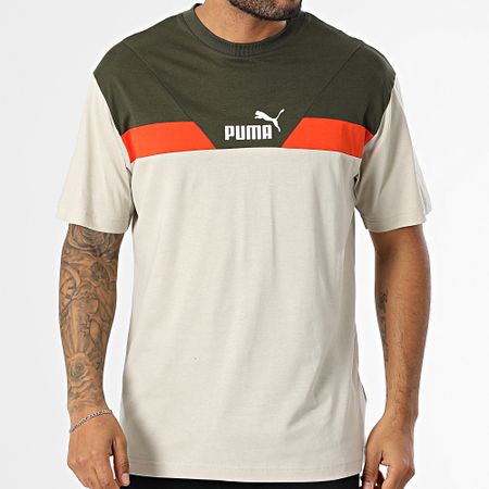 Puma - Camiseta Power Colorblock 681730 Beige Verde Caqui