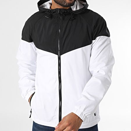 Urban Classics - Cortaviento con capucha y cremallera 2-Tone Tech TB2107 Blanco Negro