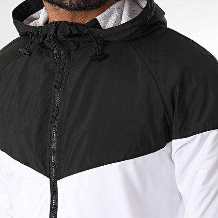 Urban Classics - Cortaviento con capucha y cremallera 2-Tone Tech TB2107 Blanco Negro