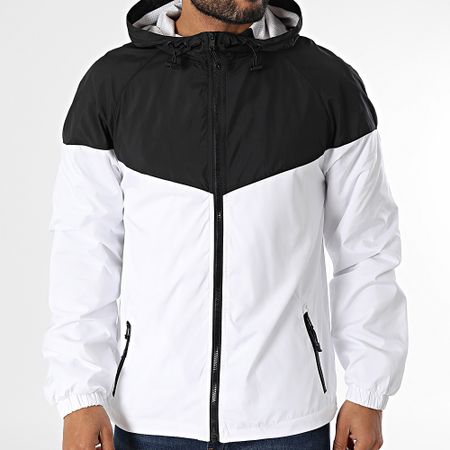 Urban Classics - Cortaviento con capucha y cremallera 2-Tone Tech TB2107 Blanco Negro