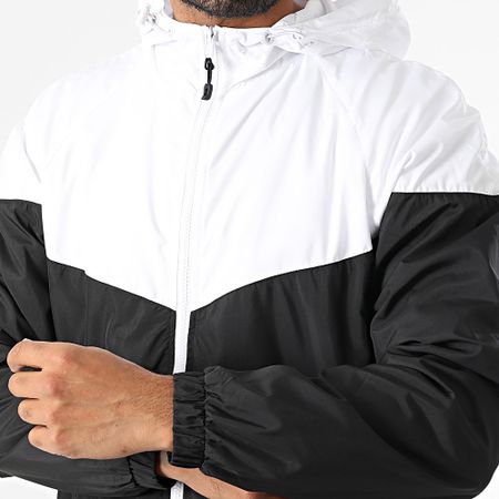 Urban Classics - Cortaviento con capucha y cremallera 2-Tone Tech TB2107 Negro Blanco