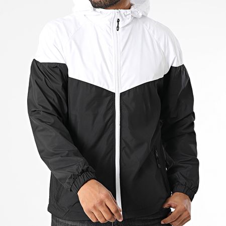Urban Classics - Cortaviento con capucha y cremallera 2-Tone Tech TB2107 Negro Blanco