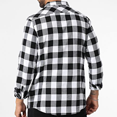 Urban Classics - Camisa a cuadros de manga larga TB297 Blanco Negro