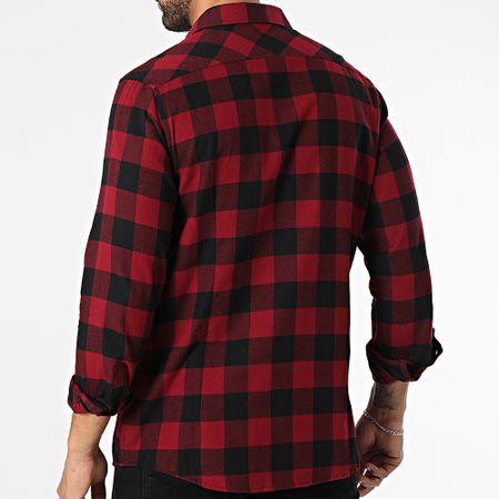 Urban Classics - Camisa a cuadros de manga larga TB297 Burdeos Negro