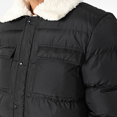 Urban Classics - Abrigo de cuello de piel de oveja TB5536 Negro