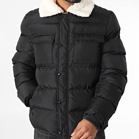 Urban Classics - Abrigo de cuello de piel de oveja TB5536 Negro