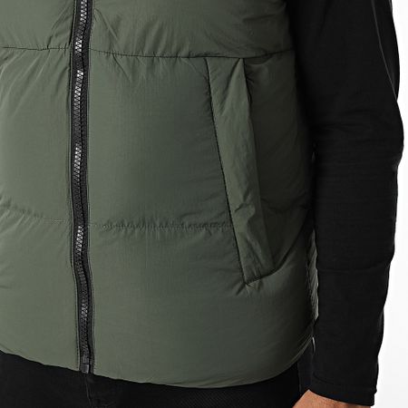 Kymaxx - Chaqueta sin mangas con capucha verde caqui