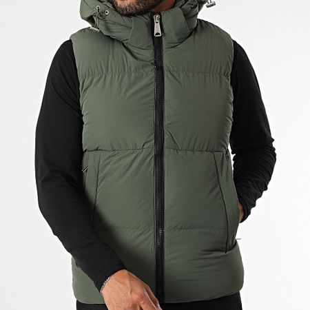 Kymaxx - Chaqueta sin mangas con capucha verde caqui