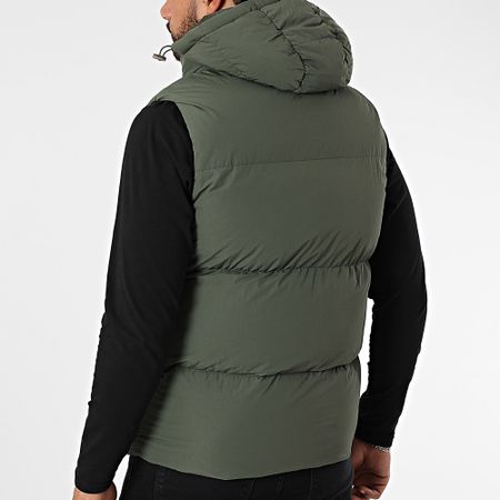 Kymaxx - Chaqueta sin mangas con capucha verde caqui
