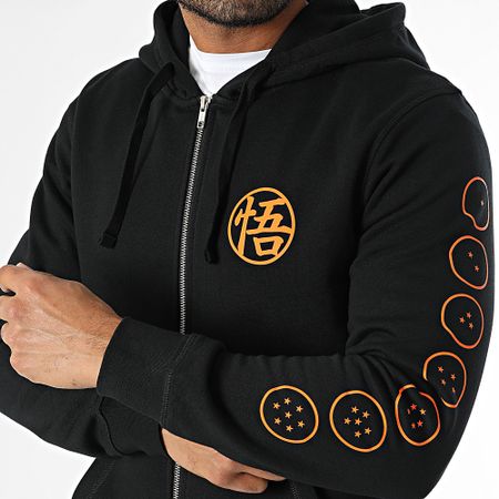 Dragon Ball Z - Sudadera con capucha y cremallera Goku Logo Negro Naranja