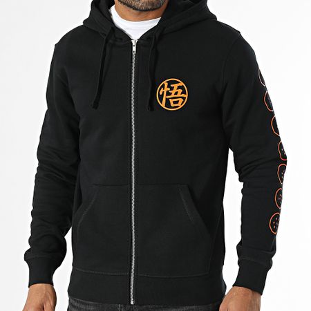 Dragon Ball Z - Sudadera con capucha y cremallera Goku Logo Negro Naranja