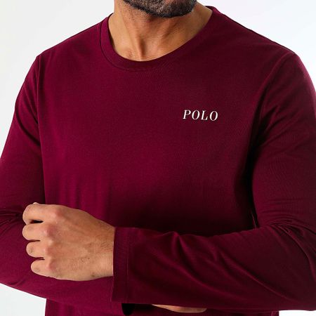 Polo Ralph Lauren - Camiseta de manga larga con logotipo burdeos