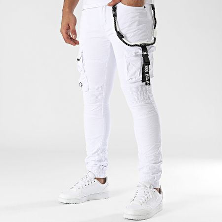 MTX - Pantalón cargo vaquero blanco