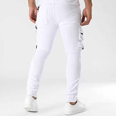 MTX - Pantalón cargo vaquero blanco