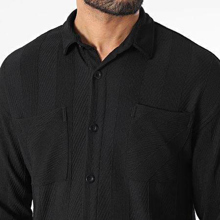 Classic Series - Conjunto negro de camisa de manga larga y pantalón