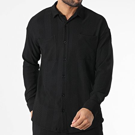 Classic Series - Conjunto negro de camisa de manga larga y pantalón