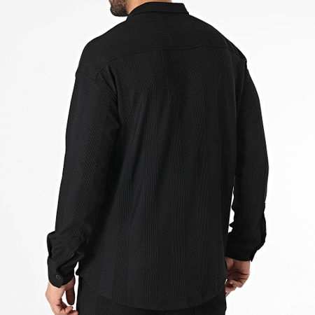 Classic Series - Conjunto negro de camisa de manga larga y pantalón