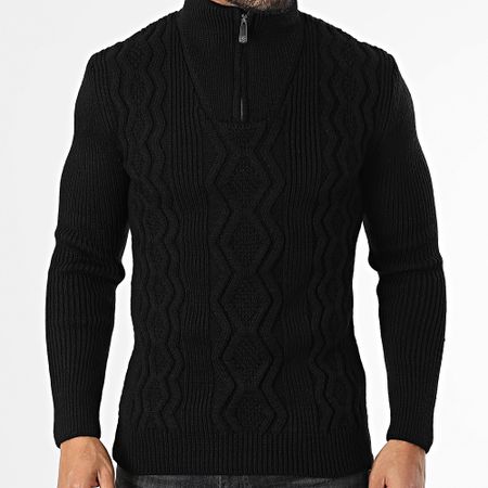 Classic Series - Jersey negro de cuello alto con cremallera