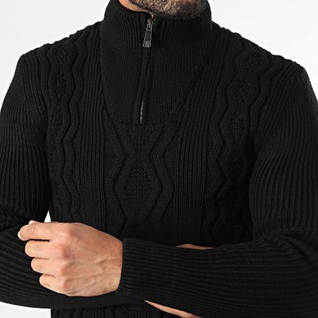 Classic Series - Jersey negro de cuello alto con cremallera