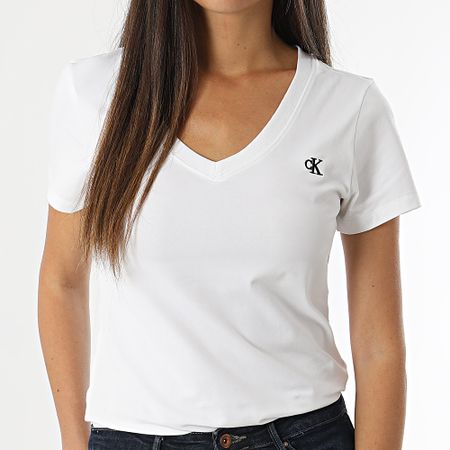 Calvin Klein - Camiseta cuello pico mujer 3716 Blanca
