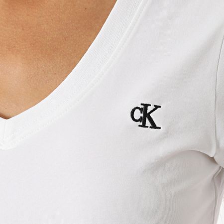 Calvin Klein - Camiseta cuello pico mujer 3716 Blanca