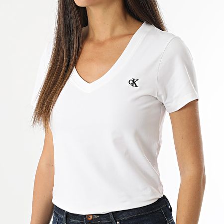 Calvin Klein - Camiseta cuello pico mujer 3716 Blanca
