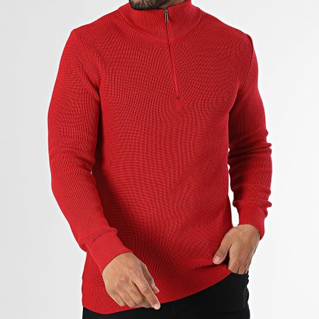 Classic Series - Jersey rojo de cuello alto con cremallera