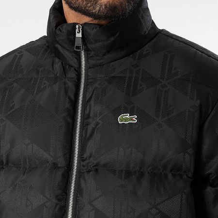 Lacoste - Chaqueta acolchada con logotipo bordado en cocodrilo negro