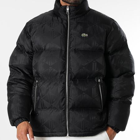 Lacoste - Chaqueta acolchada con logotipo bordado en cocodrilo negro