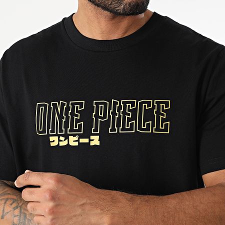 One Piece - Tee Shirt Oversize Large Hybrid Negro Oro