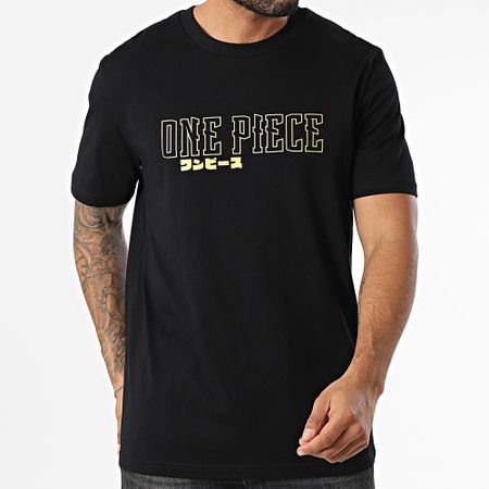 One Piece - Tee Shirt Oversize Large Hybrid Negro Oro