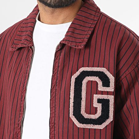 Ikao - Chaqueta de rayas burdeos con cremallera