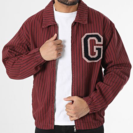Ikao - Chaqueta de rayas burdeos con cremallera