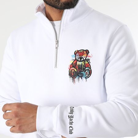 Teddy Yacht Club - Sudadera con cuello de cremallera Art Series Dripping Blanco