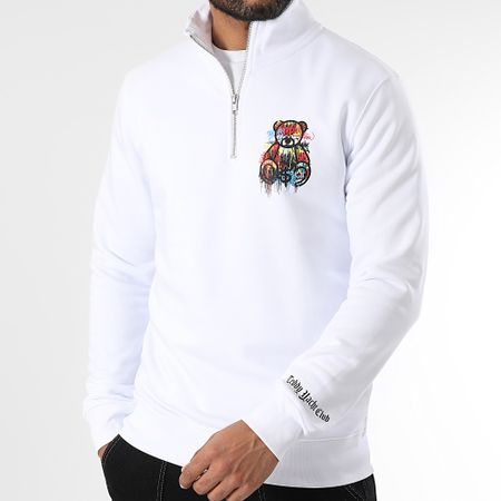 Teddy Yacht Club - Sudadera con cuello de cremallera Art Series Dripping Blanco