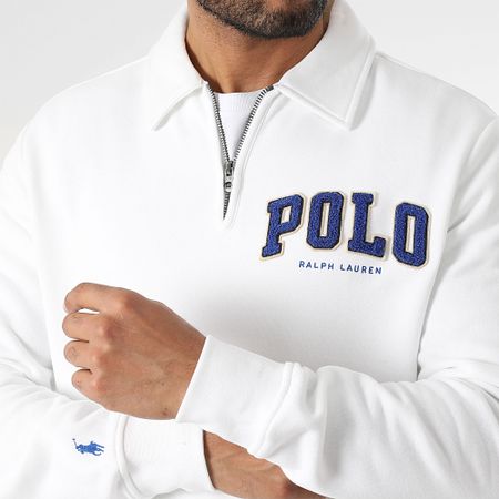 Polo Ralph Lauren - Sudadera con cuello de cremallera de forro polar con logotipo Blanco