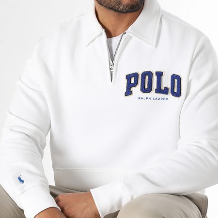 Polo Ralph Lauren - Sudadera con cuello de cremallera de forro polar con logotipo Blanco
