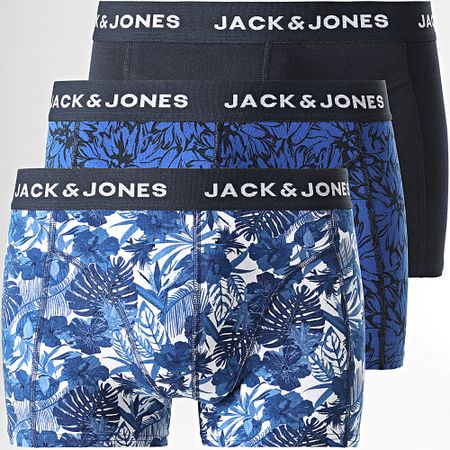 Jack And Jones - Set De 3 Boxers Negro Azul Real Blanco Azul Marino