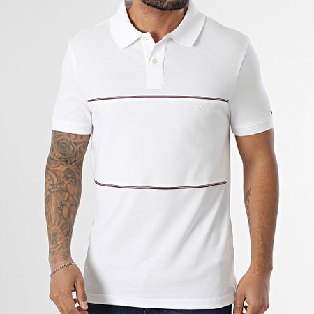 Tommy Hilfiger - Global Stripe Blocking Polo Manga Corta 8125 Blanco