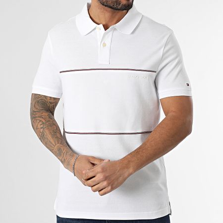 Tommy Hilfiger - Global Stripe Blocking Polo Manga Corta 8125 Blanco