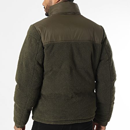KZR - Chaqueta con capucha de forro polar verde caqui