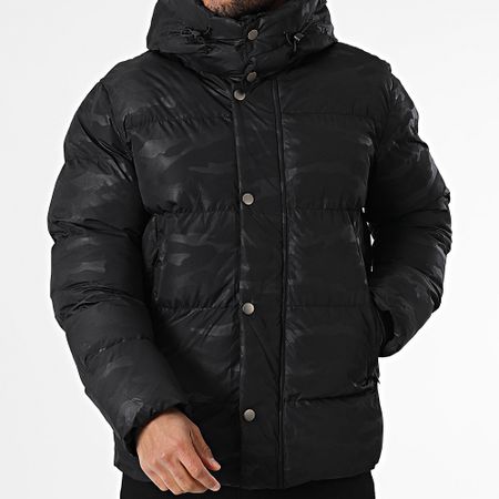 Kymaxx - Chaqueta con capucha de camuflaje negra