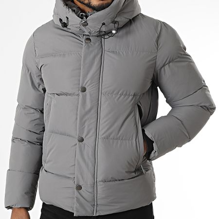 Kymaxx - Abrigo con capucha gris marengo
