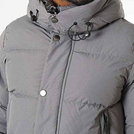 Kymaxx - Abrigo con capucha gris marengo