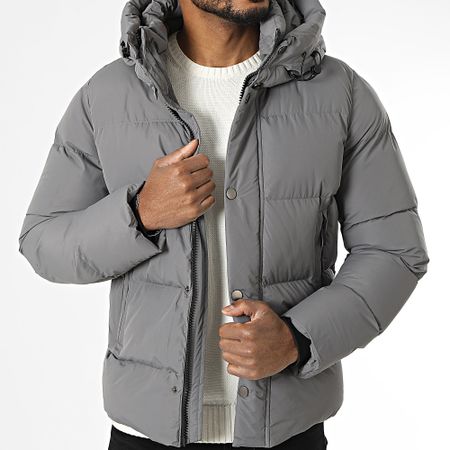 Kymaxx - Abrigo con capucha gris marengo
