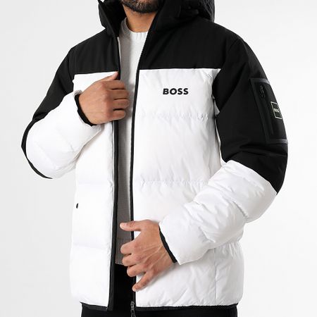 BOSS - Chaqueta de pluma con capucha Hamar 50522660 Blanco Negro