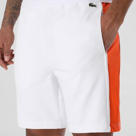 Lacoste - Regular Fit Jogging Shorts Logotipo Bordado Cocodrilo Blanco Naranja