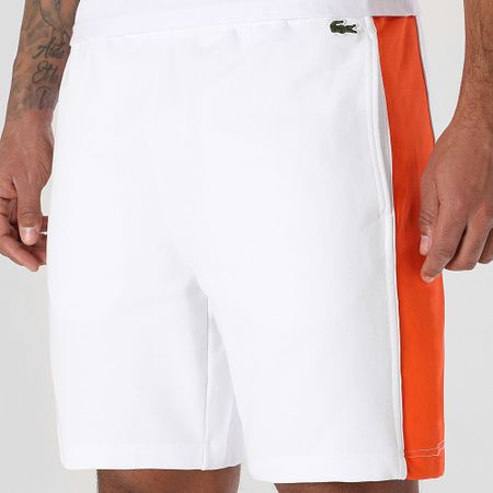 Lacoste - Regular Fit Jogging Shorts Logotipo Bordado Cocodrilo Blanco Naranja